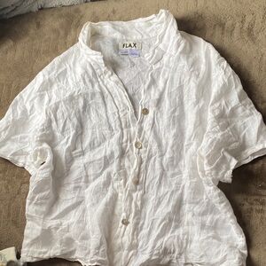 Flax White Linen Top